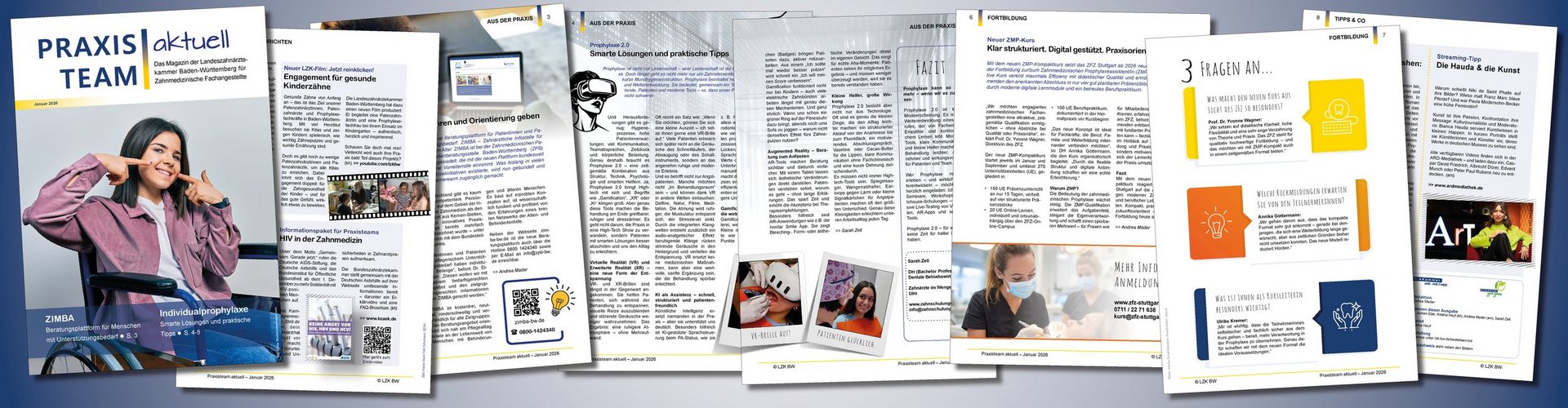 Collage des Magazins Praxisteam Aktuell Ausgabe 1/2026